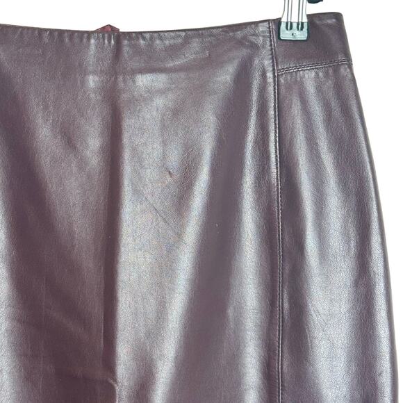 Brooks Brothers Leather Pencil Skirt Women’s Size 0 Burgundy Genuine Lined - Picture 5 of 16